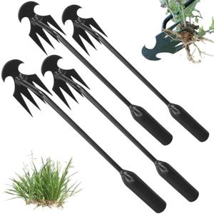 Weed Puller Tool, Weeding Artifact Uprooting Removal Tool, 4 Teethes Dual Purpose Manual Weeders, Multifunctional Tools for Garden Weeding (4PCS 20IN)