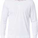 baleaf Men's Long Sleeve Golf Polo Shirt UPF 50 Quick Dry 3 Button Casual Work Outdoor Lightweight Performance Shirts (02-white)