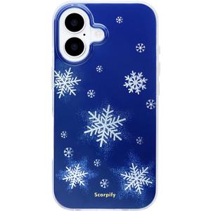 SCORPIFY for iPhone 17 Case [Compatible with MagSafe] with Christmas Frosted Night Design, Cute Blue Snowflake Magnetic Phone Cover Bumper for Women Girls, Glitter Sparkle Silver Accents
