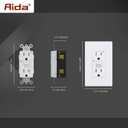AIDA15 Amp GFCI Outlet, Self-Test Nightlight Electrical Outlet, Tamper-Resistant Receptacle with LED Indicator, Ground Fault Circuit Interrupters, Wall Plate Included, UL Listed (1 Pack, Matte White)