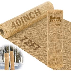 Buryeah 40 Inch x 72 ft Burlap Fabrics Roll Natural Burlap Garden Multipurpose Weed Barrier Garden Landscape Blankets Cloth Weed Barrier Fabric Jute for Outdoor Home Craft Shrubs Party Decor