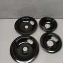 Stove Burner Covers W10288051 Burner Drip Pans -2 Packs 6 W10290353 Black Porcelain Burner Pans and 8" W10290350 Stove Top Covers for Electric Stove by Sikawai