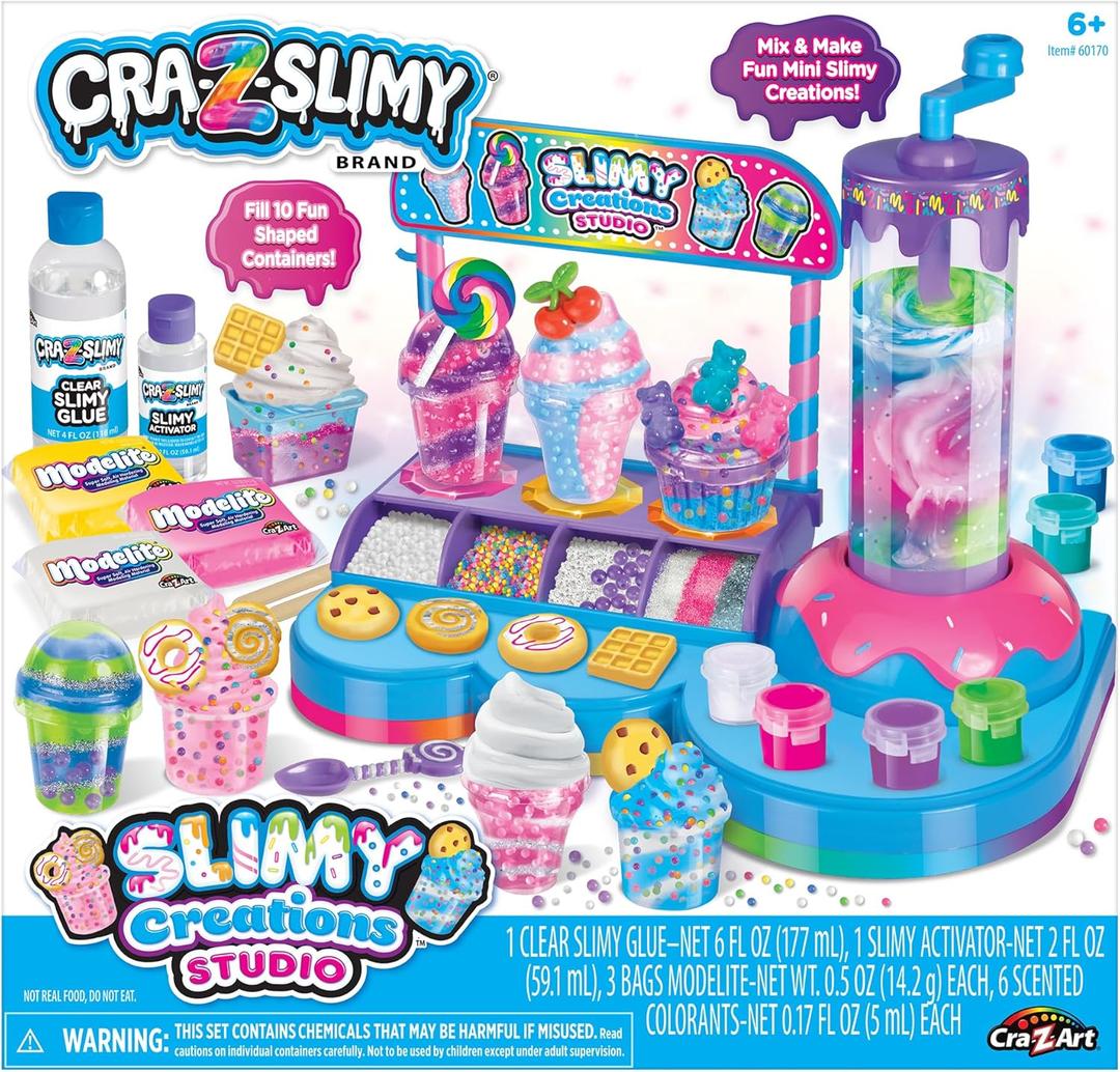 CRA-Z-Slimy Scented Slimy Creations Studio, Dessert & Drink Slime Making Kit with Mixing Station, 10 Mini Containers & Colorful Scents, DIY Slime Lab for Kids Ages 6+