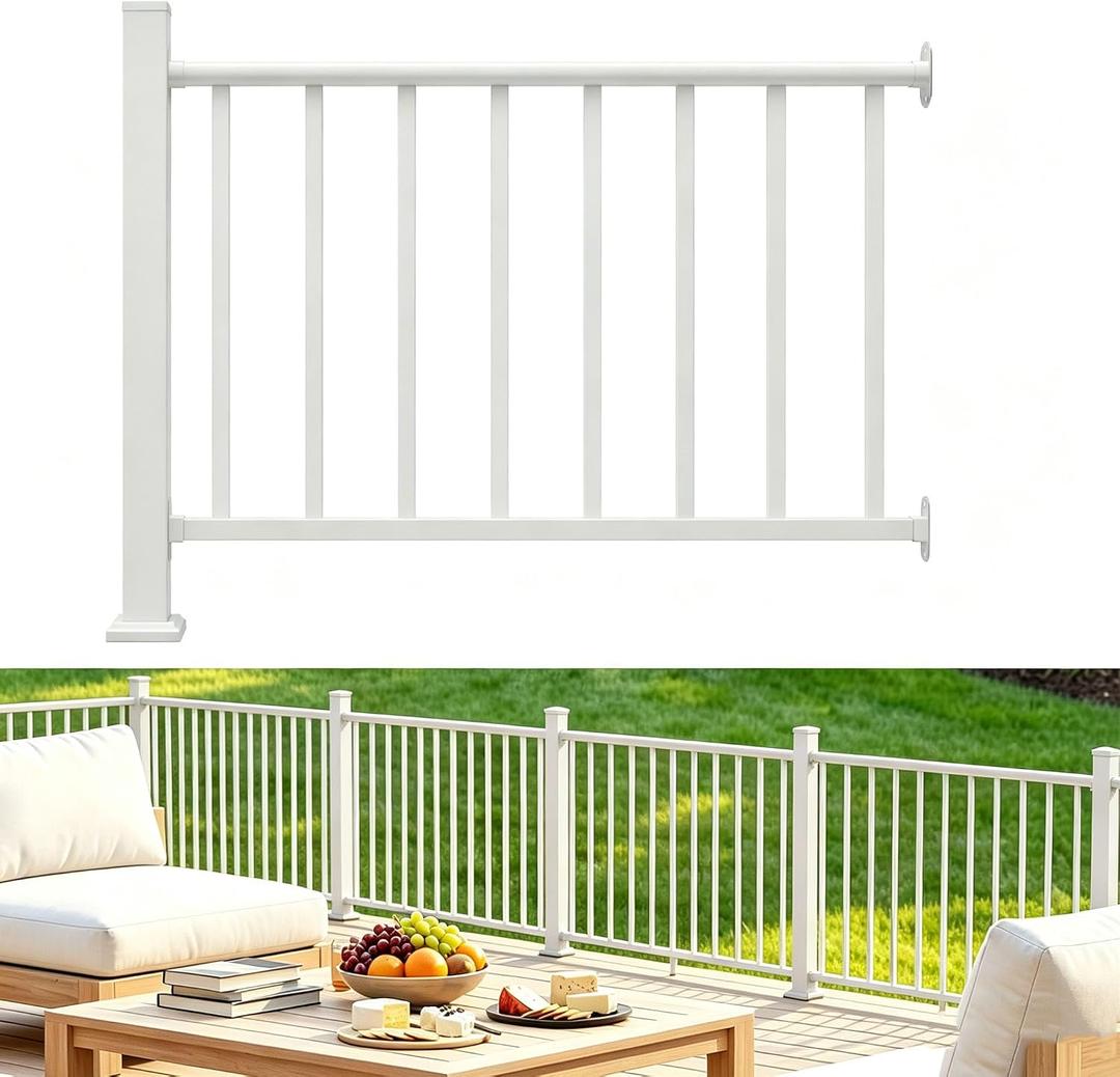 4FT White Deck Railing Kit for Deck, Porch, Patio & Balcony