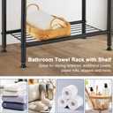 Free Standing Towel Rack, 2 Tier Towel Racks for Bathroom with Storage Shelves, Outdoor Standing Towel Drying Rack for Poolside, Black, DECLUTTR