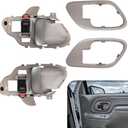 Interior Door Handle w/Bezel Kit Compatible with 1995-2002 Chevy C1500 C2500 C3500 K1500 K2500 K3500 Tahoe GMC C1500 C2500 C3500 K1500 K2500 K3500 Yukon, Textured Gray, Replaces 15708043 15708079