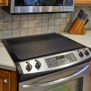 Silicone Stove Mat for Glass Top - Cooktop Protector, XL Dish Drying Mat for Kitchen, Range Cover for Electric Cooktops, Parnoo (Black, 28 x 20) (28" x 20", Black)