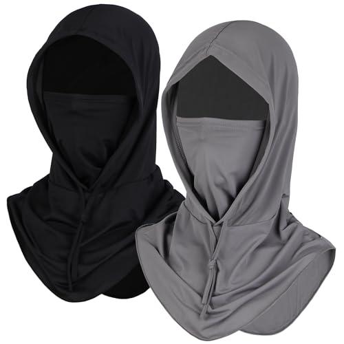 YRANXQUN Ski Mask for Men Women, Balaclava Full Face Head Neck Gaiter Cover, Summer UV Protection Cooling Outdoor (Black Dark Gray, One size) 4 PCS