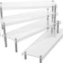 MyGift 4-Tier Clear Acrylic Food Display Stand, Appetizer and Dessert Serving Buffet Risers, Figurine Shelves, Set of 4 (15.8 x 4.8)