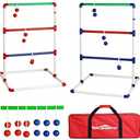 Outdoor Games Ladder Toss Indoor Game Set with 6 Soft Rubber Bolo Balls,Games for Adults, Kids, Family,Red&Blue&Green