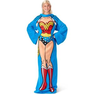Northwest Wonder Woman Adult Silk Touch Comfy Throw Blanket with Sleeves, 48" x 71"