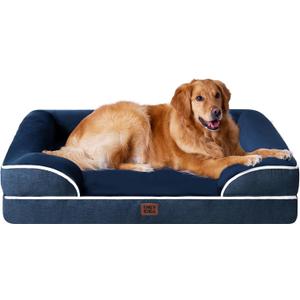 EHEYCIGA Egg-Crate Memory Foam Dog Bed, Waterproof, Navy, Large 41 x 27 x 6.5 inches, 100 lbs Capacity