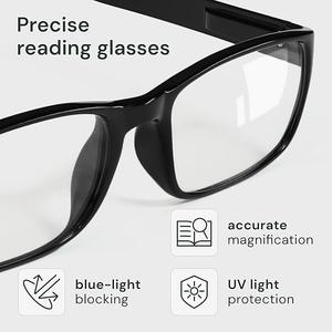 Gaoye Reading Glasses Blue Light Blocking, Readers for Women Men Anti Glare Filter Lightweight Spring Hinge Eyeglasses (5pack Light Black with Case, 2.25)