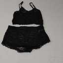Vrtige Women's Sexy Sheer Floral Lace Pajamas Lingerie Set See Through Cami Shorts 2 Piece Set (Black), Small