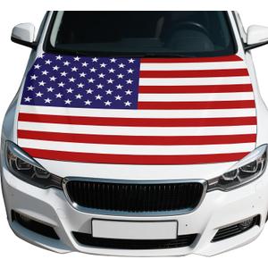 Ameri-ca Flag Car Hood Cover, Universal Fit for Car, SUV, or Van | 4X5 Ft Polyester Elastic Fabrics