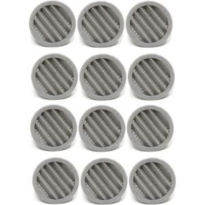 2" Round Plastic Louver Soffit Air Vent Reptile Screen Grille Cover Multiple Colors/Quantities (12, Grey)