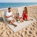 2-Person Portable Beach Lounge Chairs,Lightweight Outdoor Beach Mat with Back Support,Double Pool Seat for Sunbathing Sand Picnic Poolside,Extra Long & Extra Wide Design,Beige, Oversized