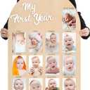 Large My First Year Picture Frame for 4 x 6 Inch Birthday Wooden Photo Board 12 Monthly Photo Display 1st Birthday Decorations Baby Gift for Newborn Keepsake, 33 x 22 Inch