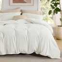 Bedsure Duvet Cover with Fitted Sheet King - Deep Pocket, Hotel Luxury Soft Double Brushed Bedding Set with Zipper Closure, 1 Duvet Cover, 1 Fitted Sheet, 2 Pillow Shams, NO Comforter, Ivory White