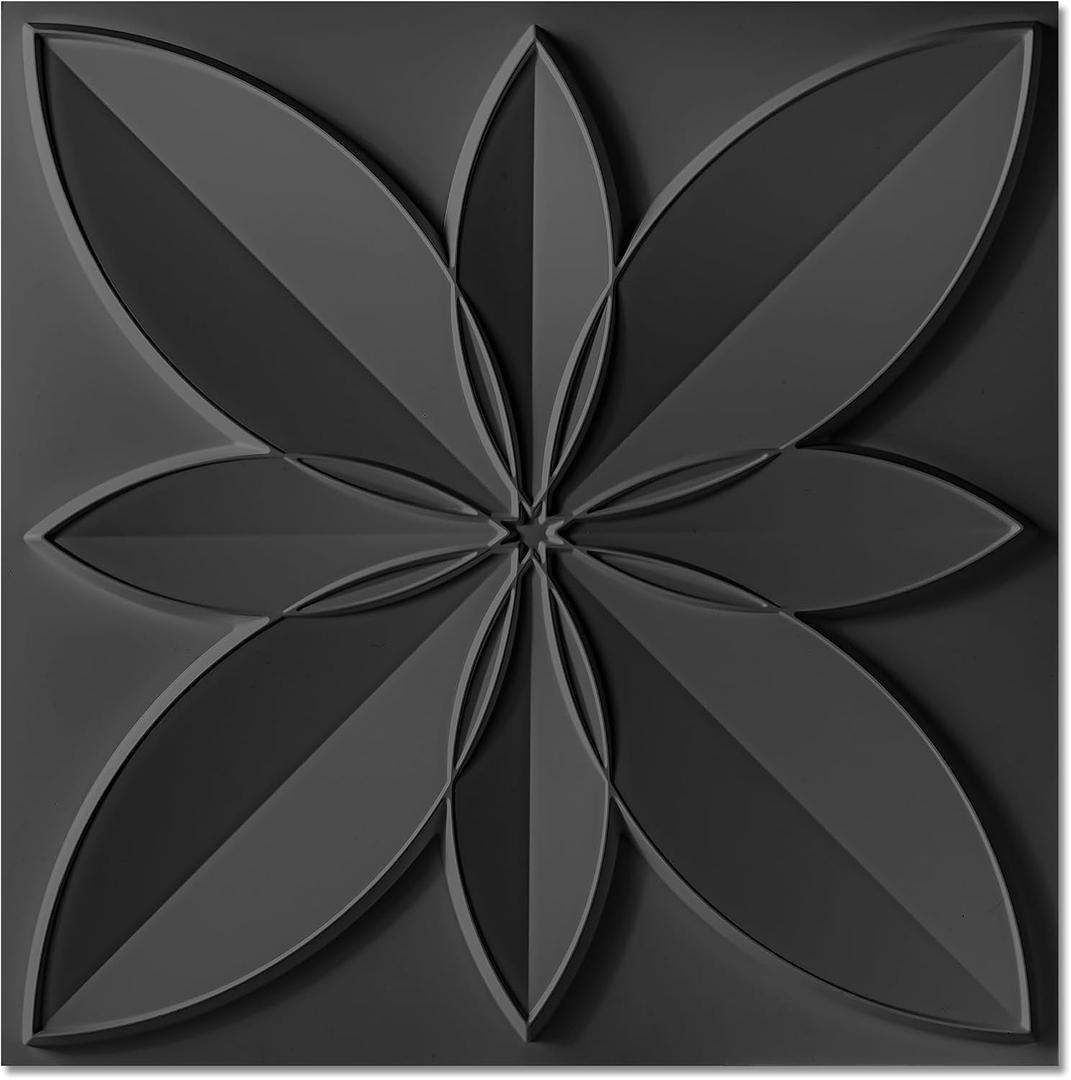 WOWSTAR 12-Pack 24"x24" Drop Ceiling Tiles, Waterproof Glue Up Ceiling Decor, Black