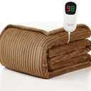 Homemate Heated Blanket Electric Throw - 50"x60" Heating Blanket Throw 1/ 2/ 4/ 6/ 8 Hours Auto-Off 10 Heat Levels Over-Heat Protection Soft Flannel Sherpa ETL Certification