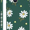 LEECG for iPhone 13 Mini Case Flower Butterfly Cute Astronaut Design Phone Cover Soft Microfiber Lining Slim Liquid Silicone 13 Mini Phone Case-Daisy Green