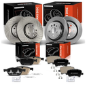 A-Premium Front and Rear Vented Disc Brake Rotors + Ceramic Pads Kit Compatible with Select Volvo Models - XC60 2010-2015, 12-PC Set