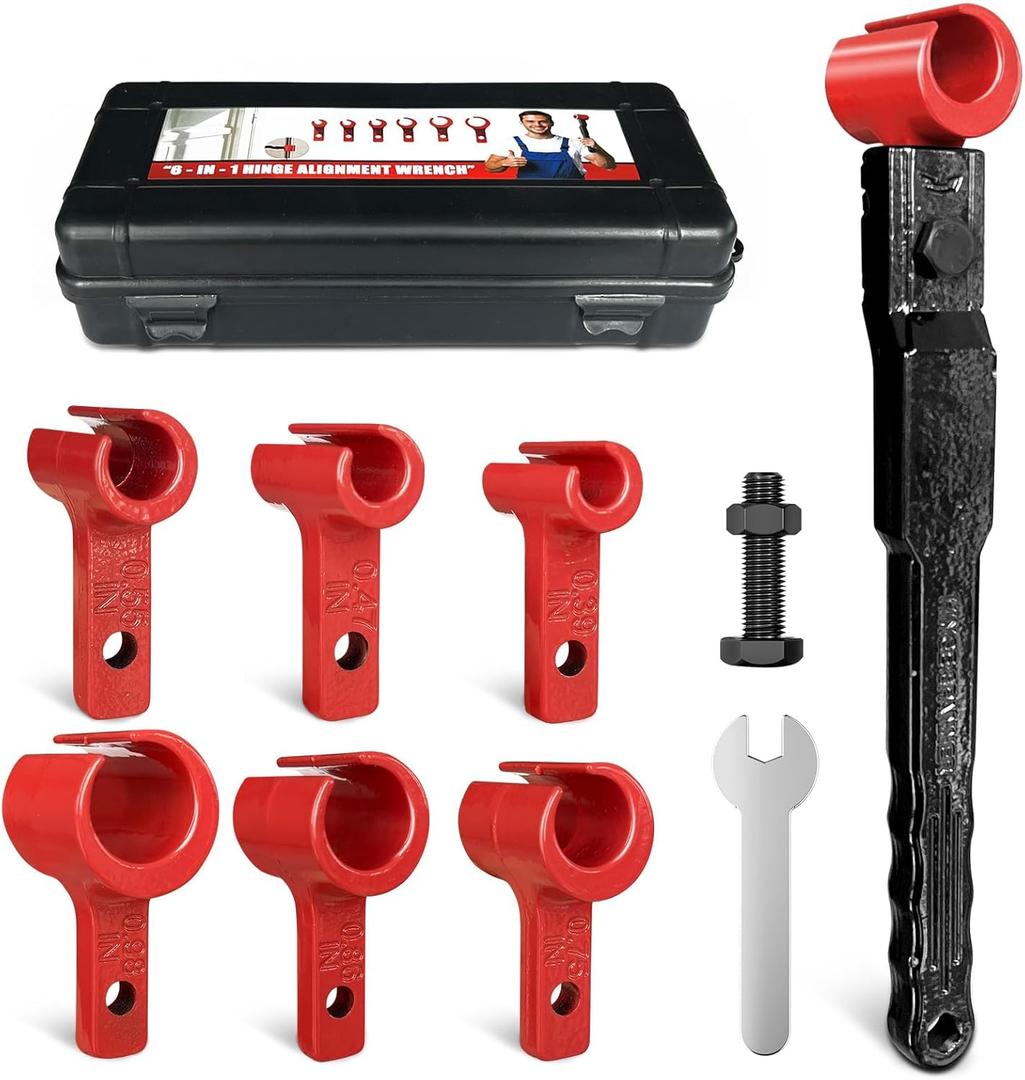 Door Hinge Adjustment Tool Kit Multi-Size Hinge Gap Adjusting Wrench with Rubber Handle Heavy Duty Painted Steel for Residential and Commercial