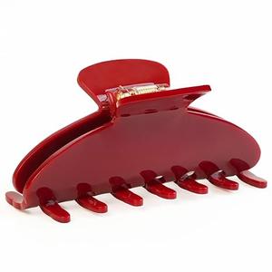 MAORULU Cute Claw Clip for Women – 4.3'' Large Acetate Hair Clips for Thick Thin Curly Long Hair, Durable Hair Clamps Non-slip Jaw Clip, Strong Hold, Stylish French Design (Cherry Red)