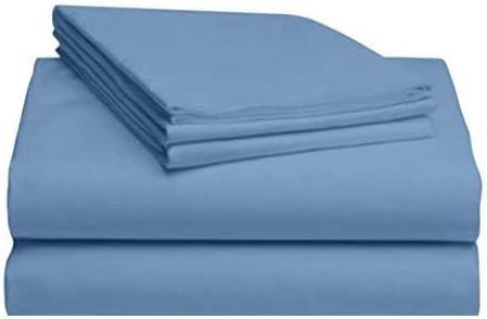 800 Thread Count 4 Piece Bedding Set 100% Pure Long Staple Cotton Bed Sheet Set Luxury and Extra Soft Sheets Easy Fit-22'' Deep Pocket (Denim, Cal-King Size)