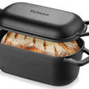 Velaze 3.6QT Dutch Oven for Bread Baking,Oval Cast Iron Bread Oven Pan with Lid and Offset Handles,Oven Safe to 500°F for Homemade Sourdough Bread(Black)