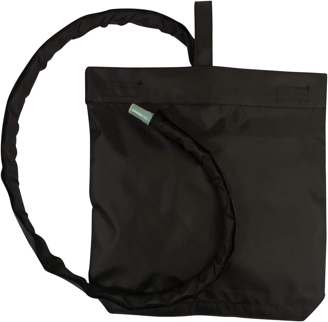 Inspired Comforts Urine Catheter Bag Cover with Snap on Pipe Cover & Hanging Strap | Easy Access | Secure & Discreet | Men & Women | 2000ml | Black