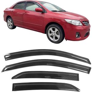 Window Visor Compatible with 2009-2013 Toyota Corolla, Acrylic Smoke Tinted & Semi-Transparent Sun Rain Shade Guard Wind Vent Air Deflector by IKON MOTORSPORTS, 2010 2011 2012