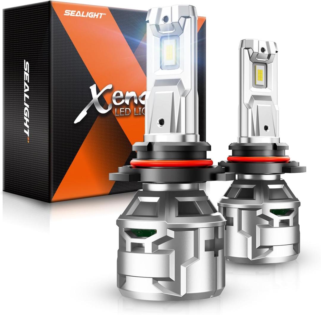 SEALIGHT 9005/HB3 30000LM Bulbs, 6500K Cool White 9005 Fog Lights with 15000RPM Cooling Fan, 60,000-hour Ultra-long Lifespan, Plug-N-Play, Pack of 2