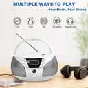 Portable CD Player Boombox with Bluetooth, FM Radio, USB Playback, Stereo Sound, Remote Control, Home Stereo Music System for Seniors and Family Gatherings (White)
