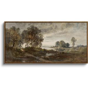 InSimSea Extra Large Framed Vintage Wall Art, Living Room Country Farmhouse Decor, Moody Summer River Landscape Canvas Prints, Retro Scenery Long Picture for Bedroom Above of Bed, 20x40inch
