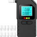 Portable Breathalyzer for Personal Use- Alcohol Detector with 10 Replaceable Mouthpieces, Fast & Accurate BAC Tester, LCD Digital Display for Car, Home, Party