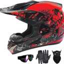 SPARK Dirt Bike Helmets Kids Motorcycle Helmet Youth ATV Motocross Full Face Men Women Off-Road Mountain Bike Helmet Adult with(Gloves Goggles Mask) DOT, Large
