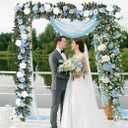 Lvydec 2 Pack Artificial Peony Flower Garland - 6ft Silk Peony Vine Willow Leaves Garland Blue and White Arch Flower Vine for Wedding Party Table Decoration (Blue)
