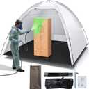 Portable Paint Booth Tent - 10x8x6.6ft Larger Spray Paint Tents with Built-in Floor, Mesh Screen, and Ground Stake, Spray Booths Painting Tent Station for Furniture DIY Hobby Tool, Spray Paint Shelter
