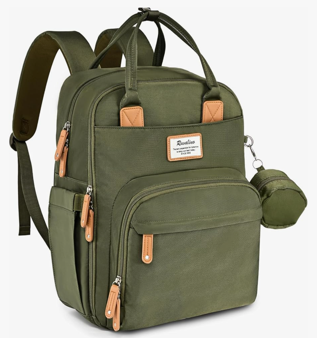 RUVALINO Diaper Bag Backpack - Multifunction Travel Back Pack Maternity Baby Changing Bags, Diaper Changing Totes, Large Capacity, Waterproof and Stylish, Baby Travel Essential, Army Green