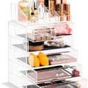 Sorbus Clear Cosmetic Makeup Organizer - Make Up & Jewelry Storage, Case & Display - Spacious Design - Great Holder for Dresser, Bathroom, Vanity & Countertop (4 Large, 2 Small Drawers)