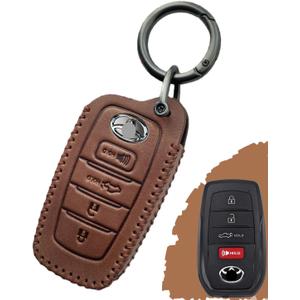 for Toyota Key Fob Cover Leather - 2025 Camry, 2023-2026 Grand Highlander/ Prius, 2022-2026 Corolla Cross Tacoma Tundra Sequoia, 4Runner RAV4 Sienna, Handcrafted Key Fob Case (Brown, MDL1)