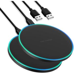 Wireless Charger Compatible with iPhone 16 15 14 13 12 11 Pro Max/Mini/Plus/XR/X/8, 15W Max Fast Wireless Charging Pad Mat for Samsung Galaxy S23/S22/S21/S20/S10, Galaxy Buds
