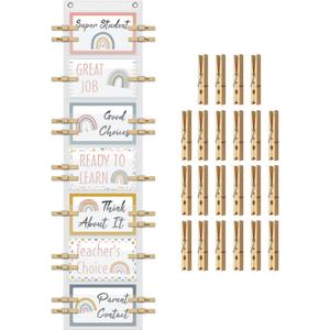 Student Behavior Clip Chart for Classroom Management Kids,Reward Chart for Kids Hanging Bulletin Board Teacher Supplies for School Preschoo (White)