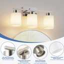 PARTPHONER 3-Light Brushed Nickel Bathroom Light Fixtures, Modern Vanity Light Over Mirror Lighting, Wall Sconce with Frosted Milky White Glass Shades for Bedroom Living Room Kitchen Hallway