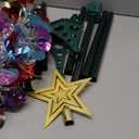 N&T NIETING Pop Up Christmas Tree with Lights, Collapsible Tinsel Xmas Tree Decorations, Pencil Christmas Tree Skinny Tree for Holiday Xmas Home Office Decor, 25 Balls, 3Ft, Silver