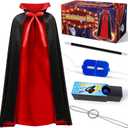Magic Kit, Magician Costume Set with Cloak Cape, Christmas Halloween Dress Up & Pretend Play Magic Tricks for Kids Ages 6 7 8 9 10 11 12