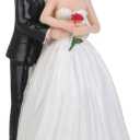 ibasenice Romantic Bride and Groom Wedding Cake Topper Figurine 5.51 Inch Resin Couple Hug Decoration for Wedding Party Celebrations