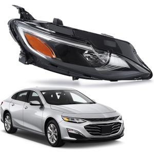 Halogen Headlights Assembly Compatible with 2019-2025 Chevy Malibu RS/LS/LT w/Bulb Right Passenger Side OE Fit Headlamp Replacement 84680166